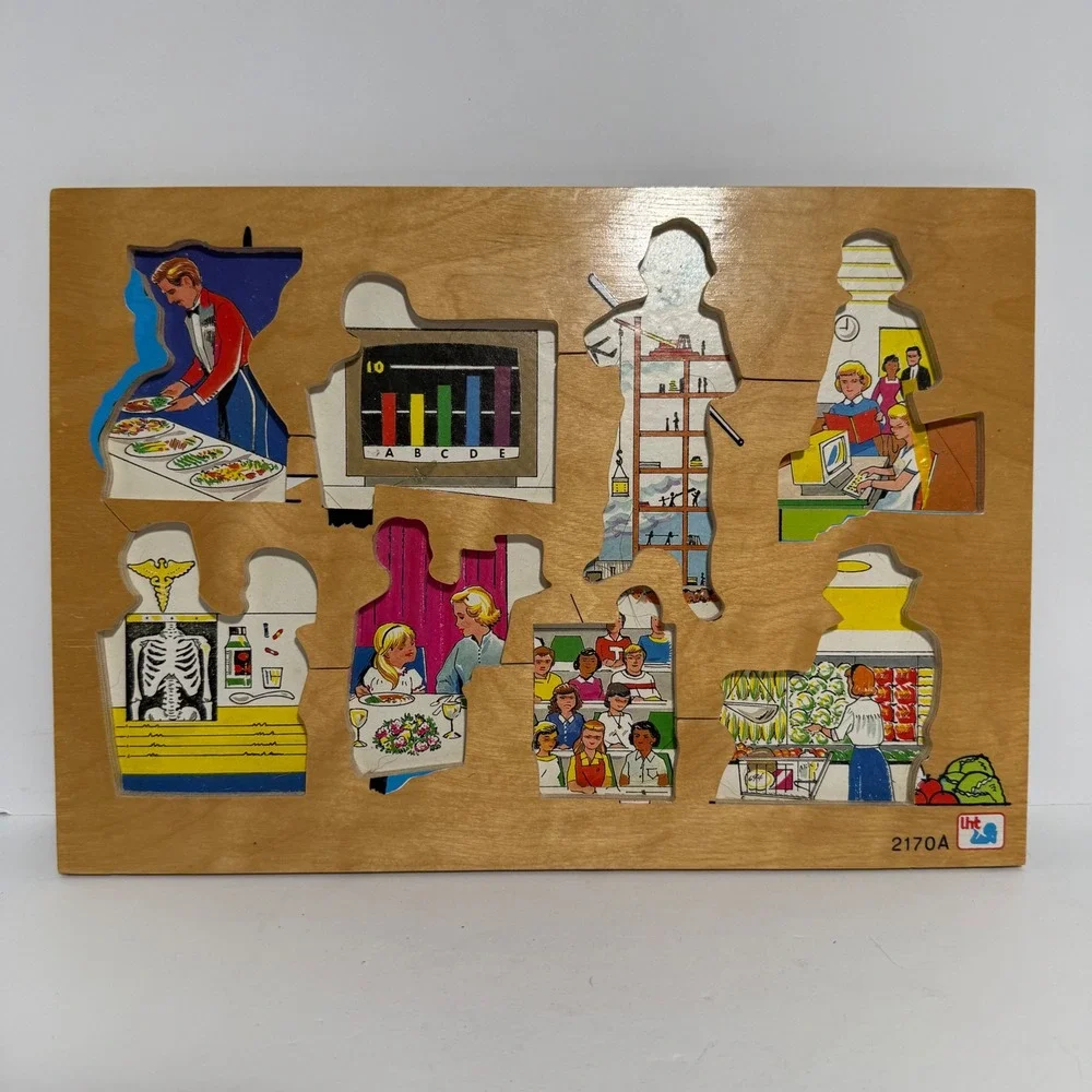 Vintage Lighthouse Toys Ltd Wooden Peg Puzzle 2170A Community Helpers Malta
